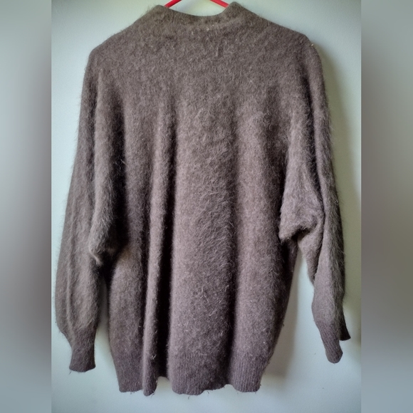 Vtg Eddie Wassin Angora Rabbit Hair & Lambswool Beaded Cardigan Sweater - Picture 2 of 3